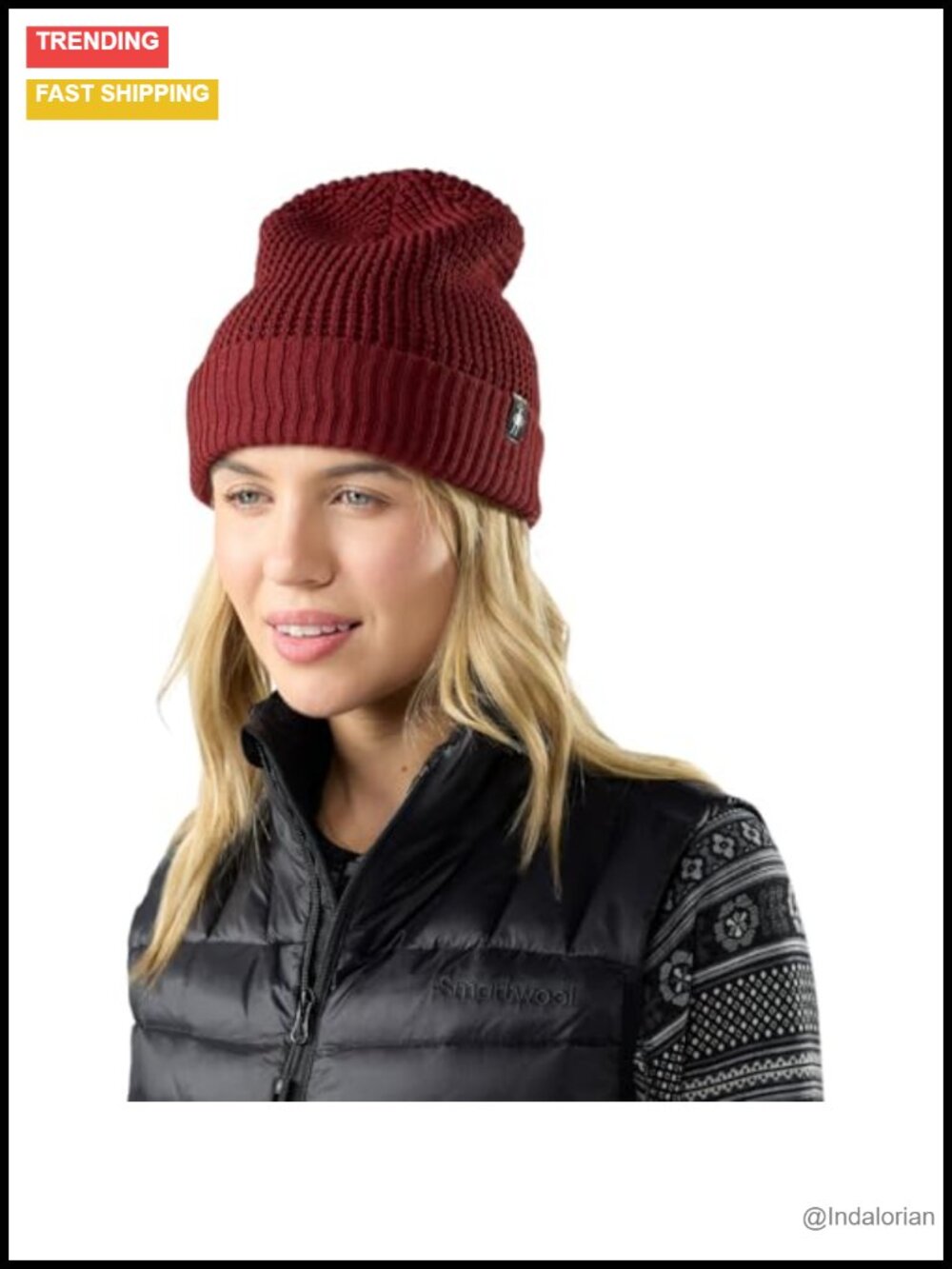 Smartwool Merino Wool Ribbed Cuff Creek Run Beanie Fitted Winter Hat